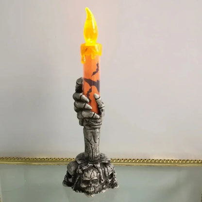 Skull Candle Holder Halloween Decor Spooky Tabletop Accent