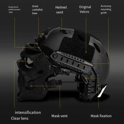 Skull Tactical Helmet Mask for Halloween Cosplay Airsoft and Outdoor Events