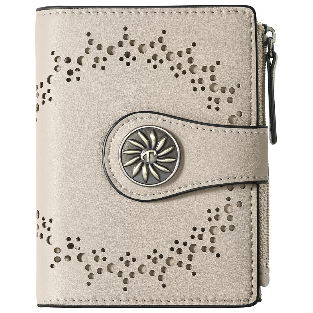Slim Bifold RFID Women's Wallet with Zipper Pocket Stylish Leather Compact Design