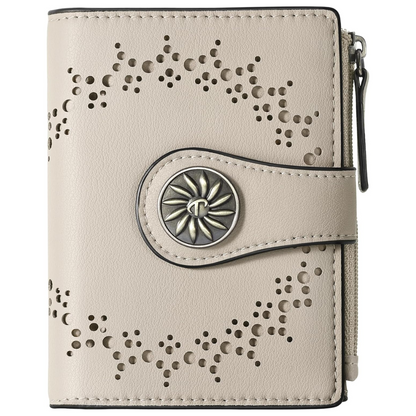 Slim Bifold RFID Women's Wallet with Zipper Pocket Stylish Leather Compact Design