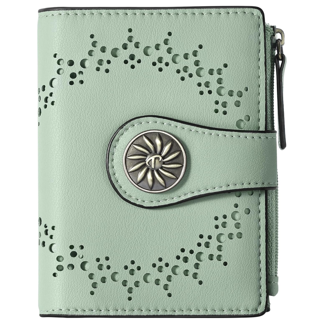 Slim Bifold RFID Women's Wallet with Zipper Pocket Stylish Leather Compact Design