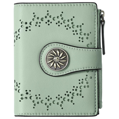 Slim Bifold RFID Women's Wallet with Zipper Pocket Stylish Leather Compact Design