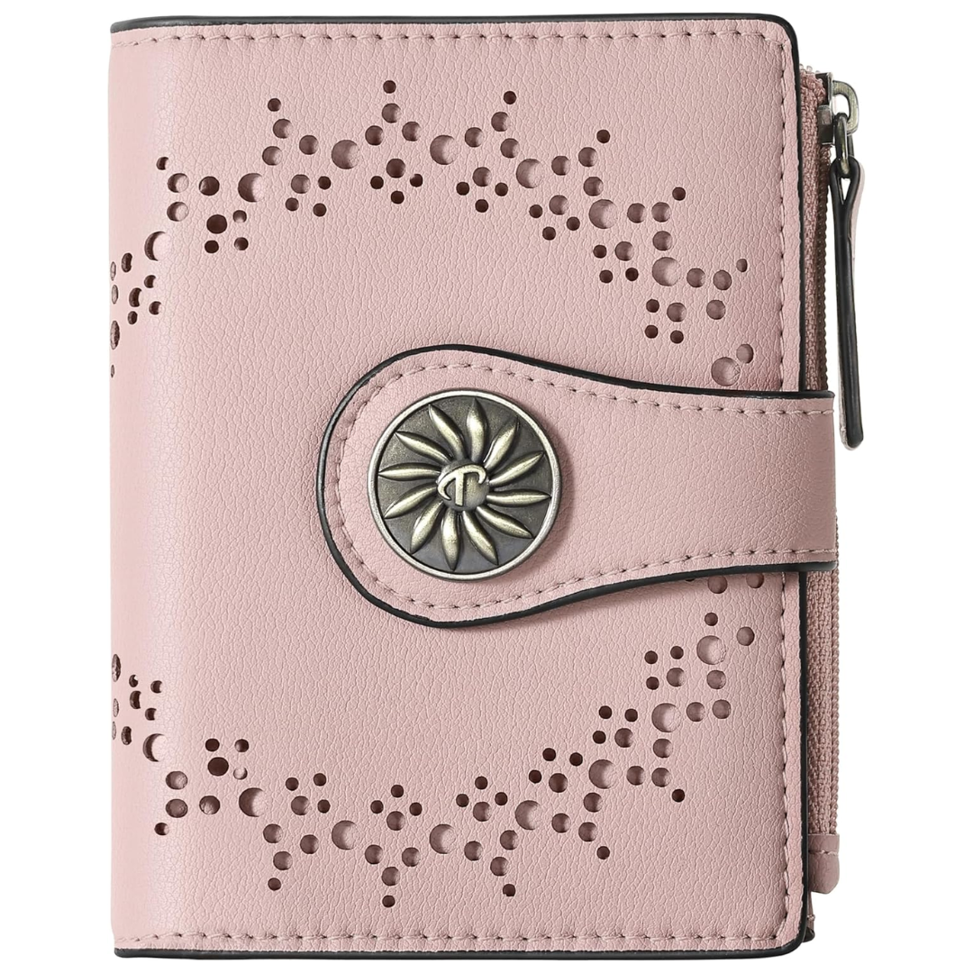 Slim Bifold RFID Women's Wallet with Zipper Pocket Stylish Leather Compact Design