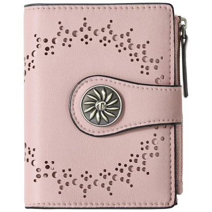 Slim Bifold RFID Women's Wallet with Zipper Pocket Stylish Leather Compact Design