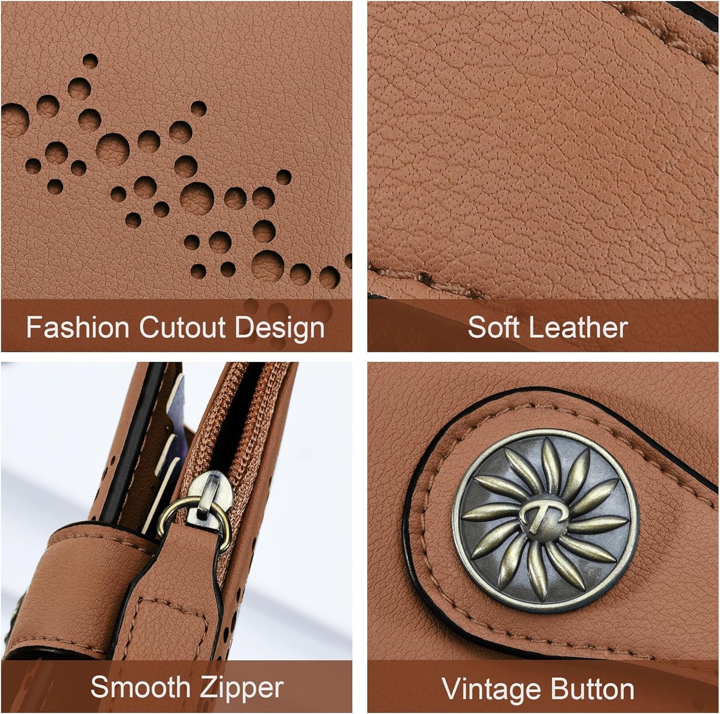 Slim Bifold RFID Women's Wallet with Zipper Pocket Stylish Leather Compact Design