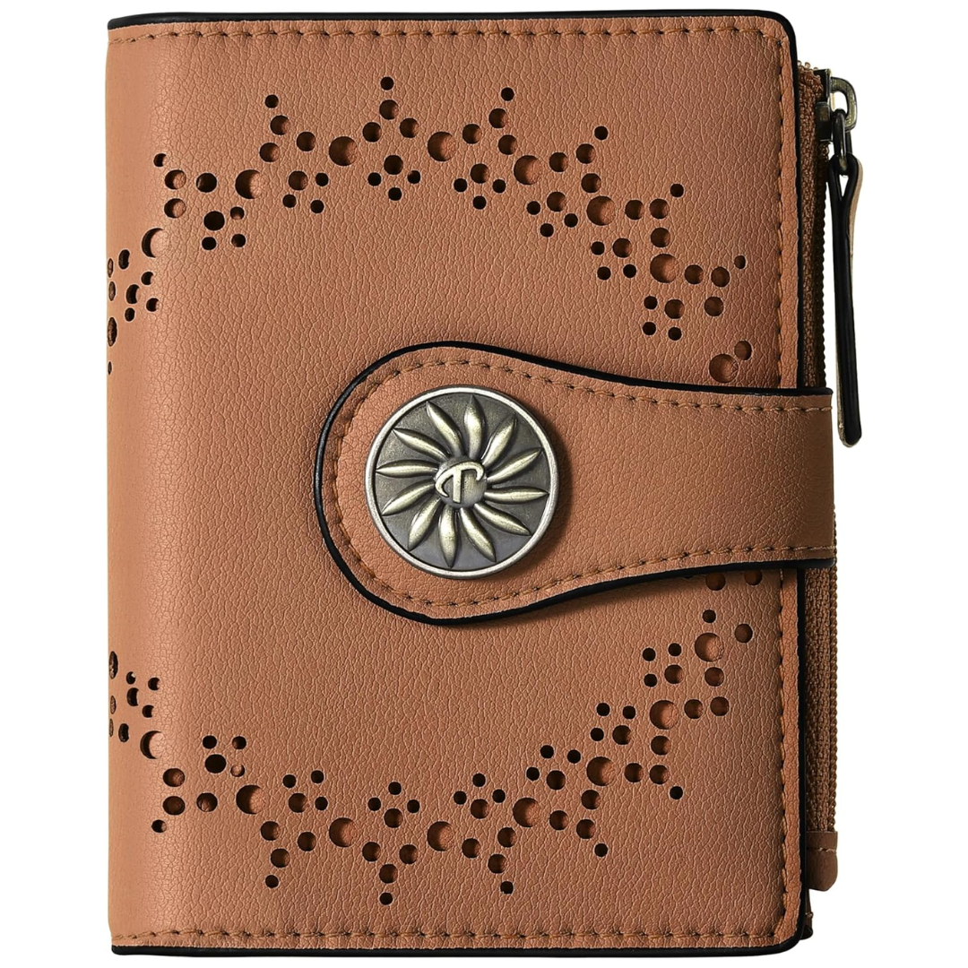 Slim Bifold RFID Women's Wallet with Zipper Pocket Stylish Leather Compact Design