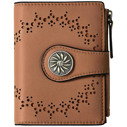 Slim Bifold RFID Women's Wallet with Zipper Pocket Stylish Leather Compact Design