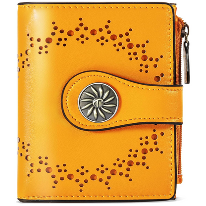 Slim Bifold RFID Women's Wallet with Zipper Pocket Stylish Leather Compact Design