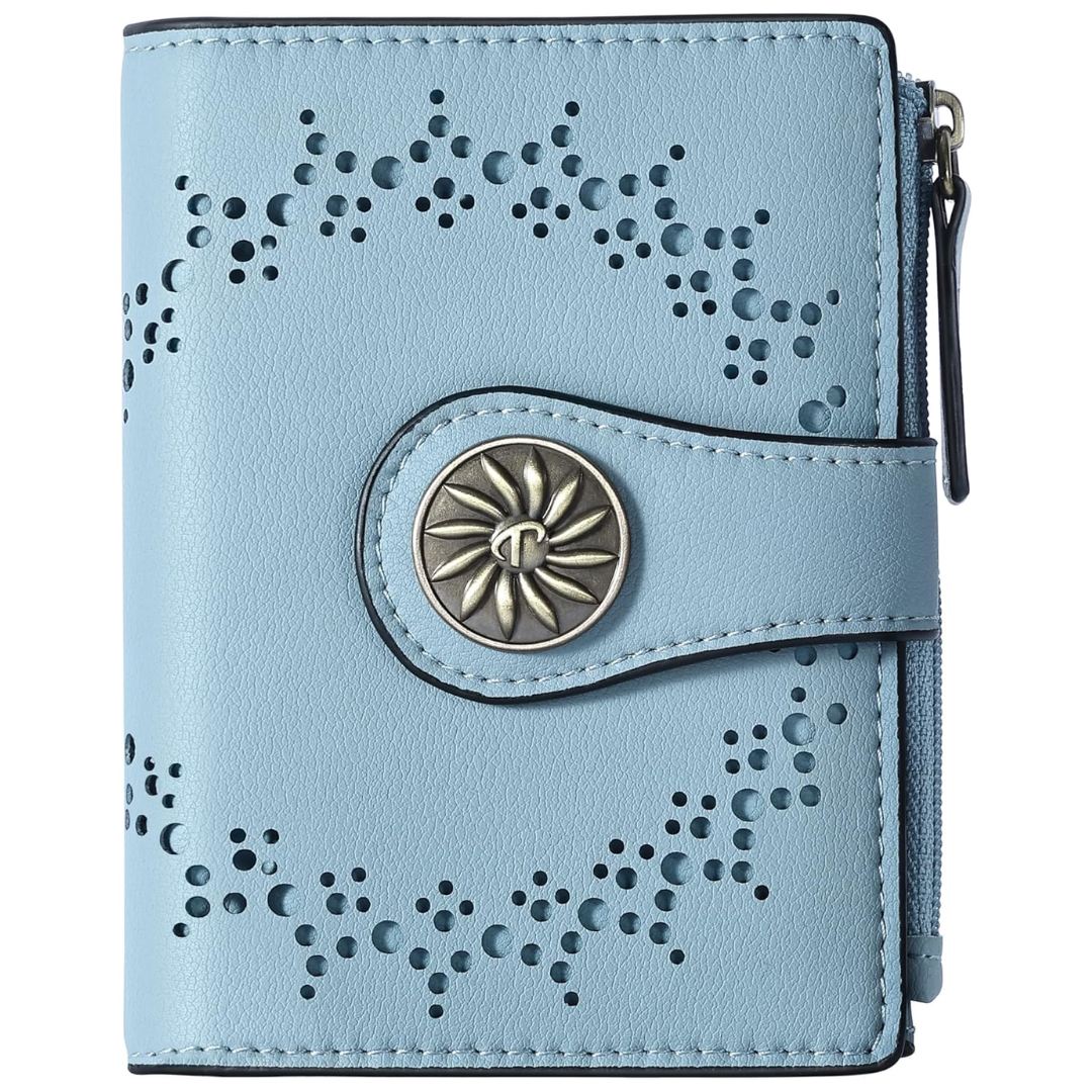 Slim Bifold RFID Women's Wallet with Zipper Pocket Stylish Leather Compact Design