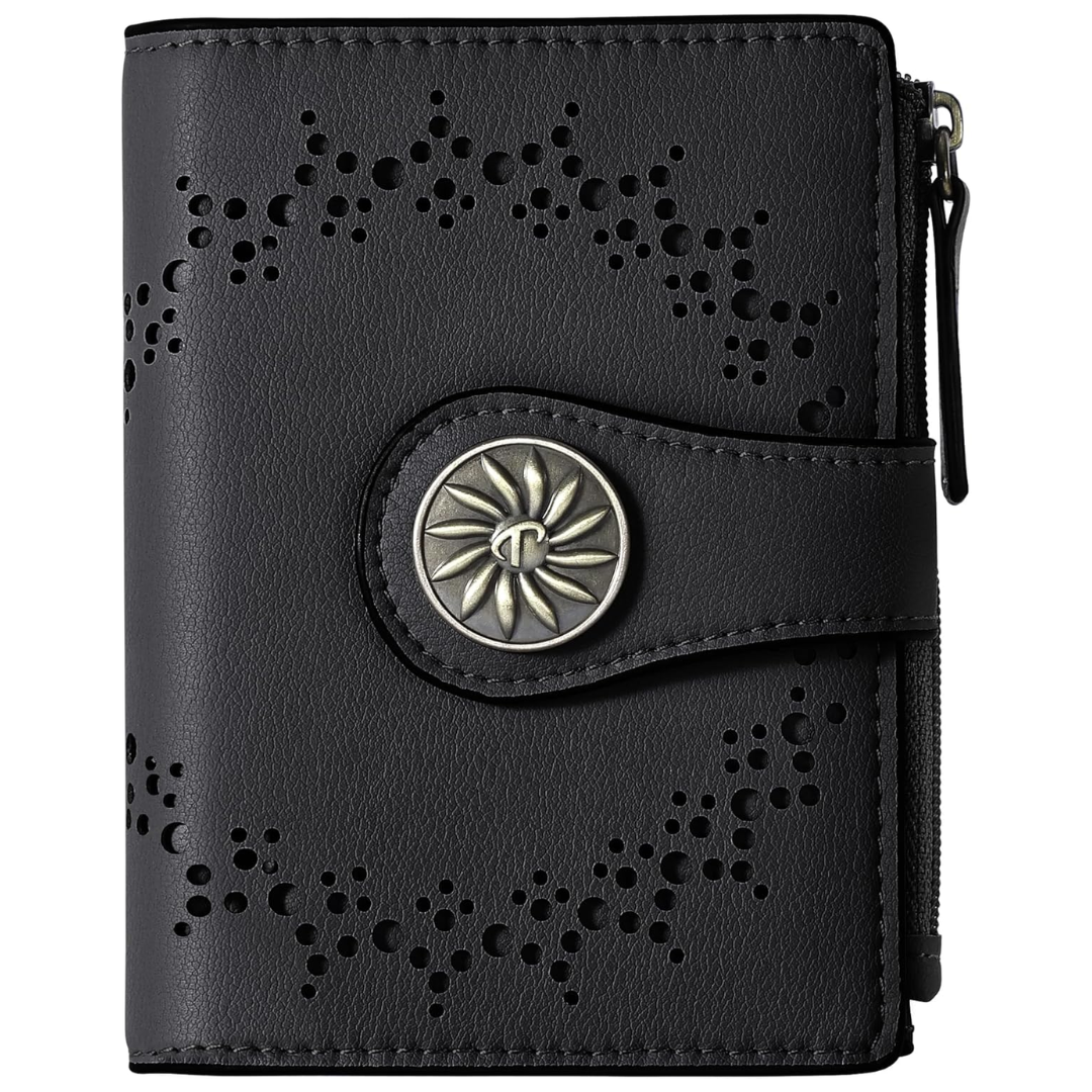 Slim Bifold RFID Women's Wallet with Zipper Pocket Stylish Leather Compact Design