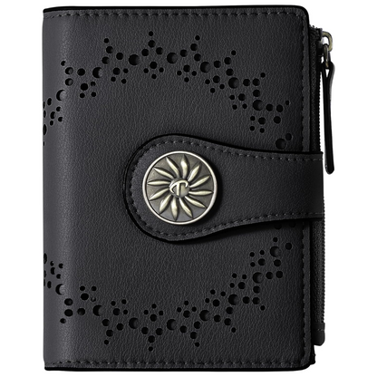 Slim Bifold RFID Women's Wallet with Zipper Pocket Stylish Leather Compact Design