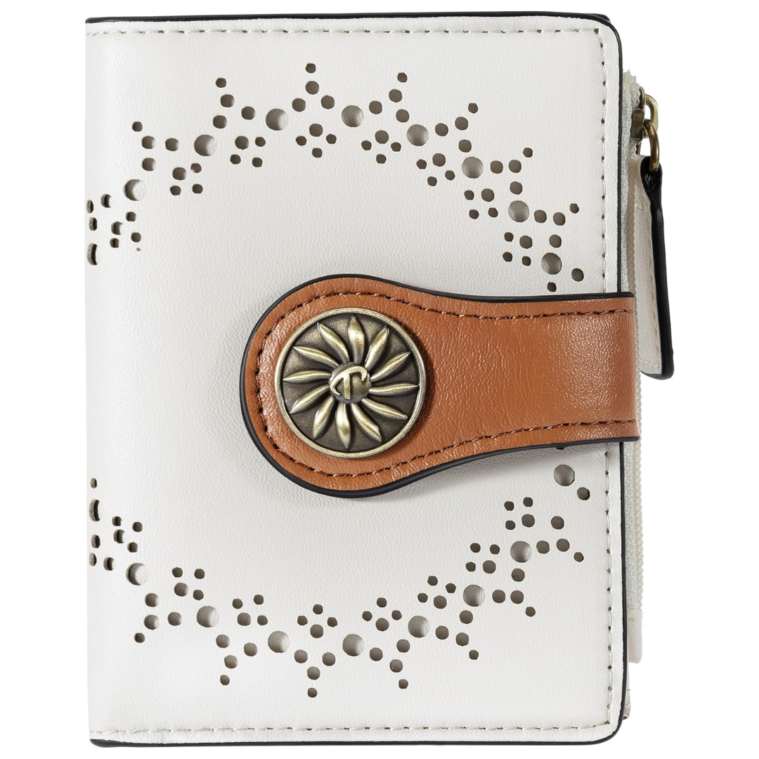 Slim Bifold RFID Women's Wallet with Zipper Pocket Stylish Leather Compact Design