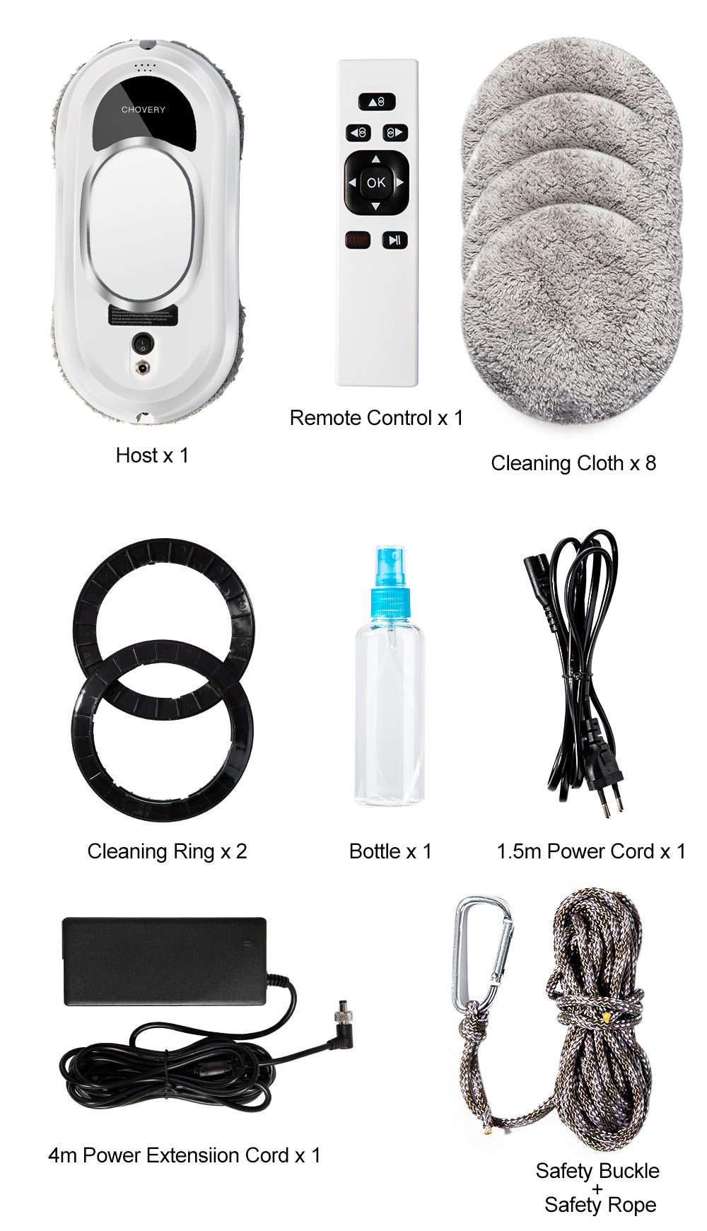 Smart Robot Window Cleaner with Remote Control Automatic Vacuum and Cleaning Function