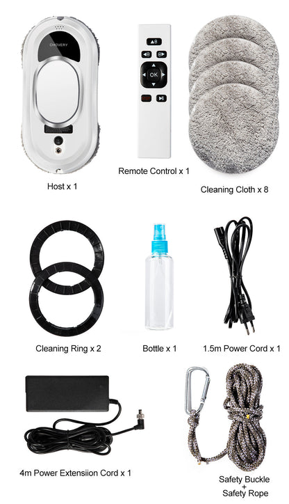 Smart Robot Window Cleaner with Remote Control Automatic Vacuum and Cleaning Function