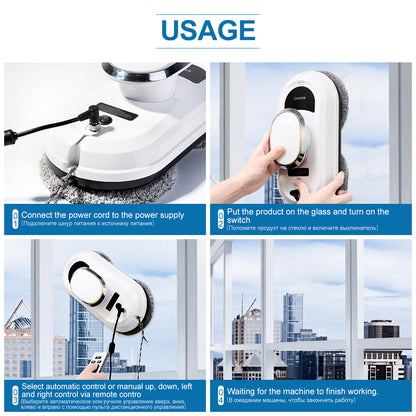 Smart Robot Window Cleaner with Remote Control Automatic Vacuum and Cleaning Function