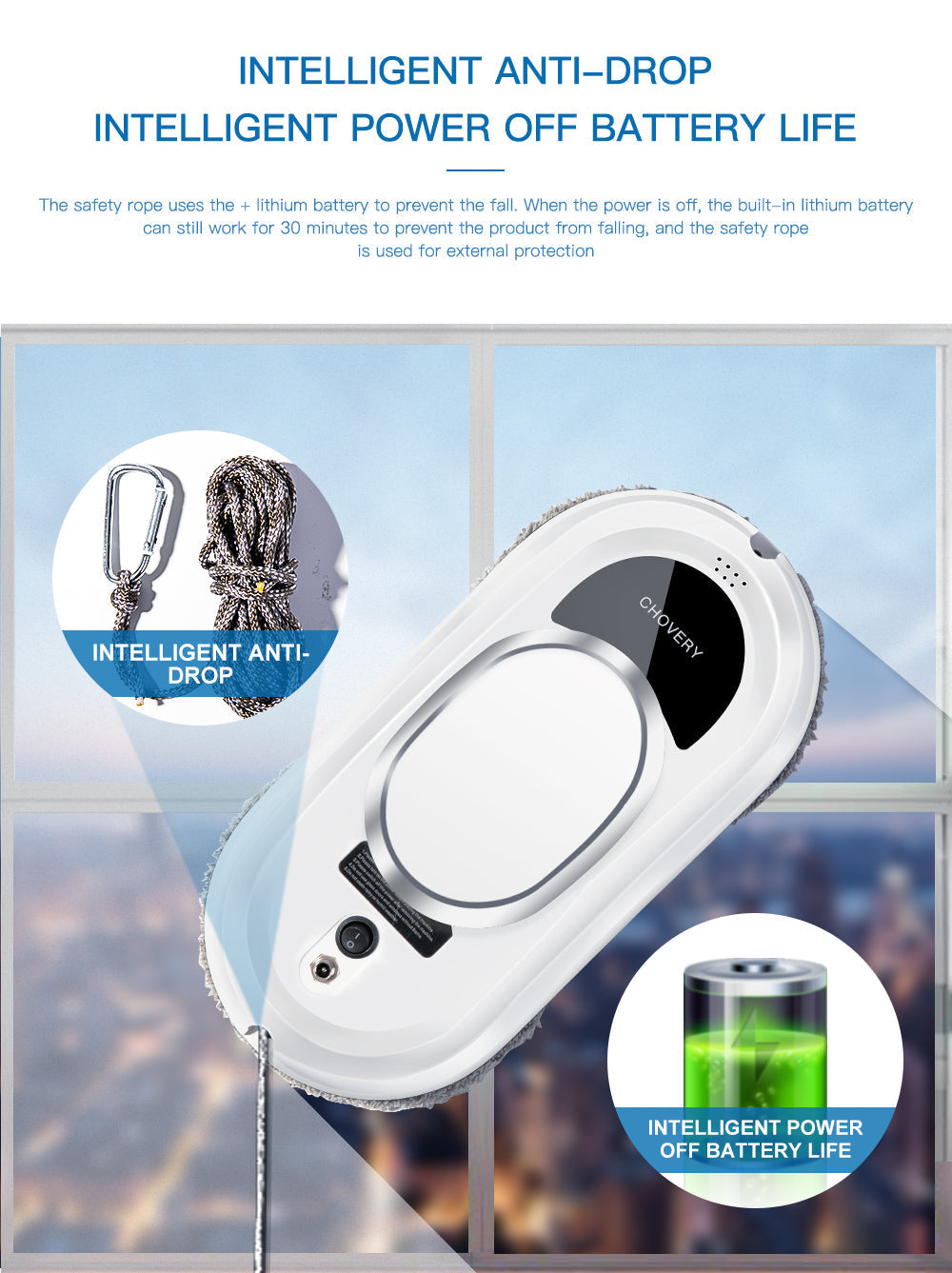 Smart Robot Window Cleaner with Remote Control Automatic Vacuum and Cleaning Function