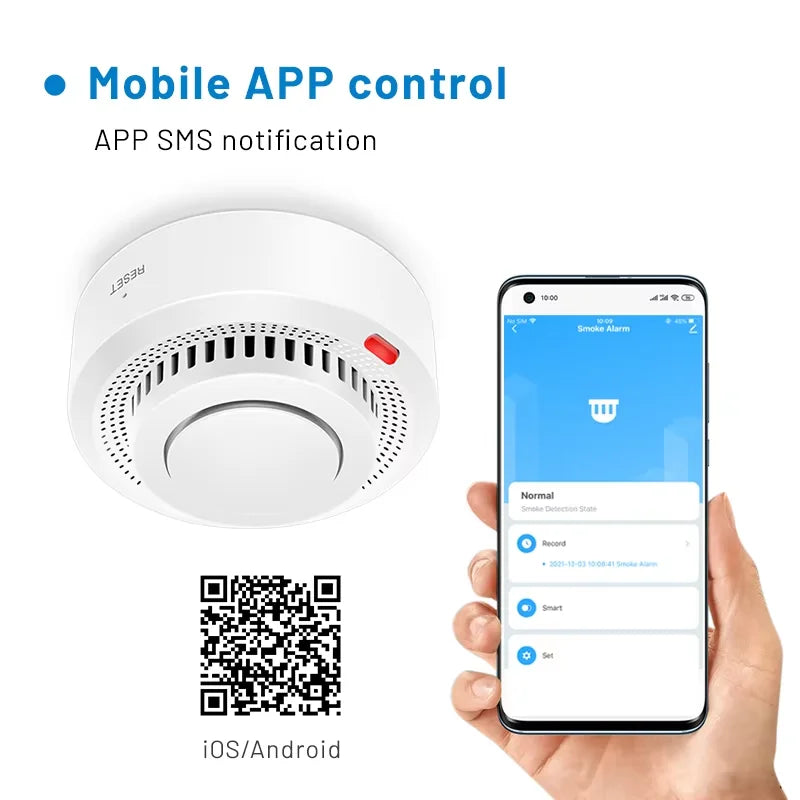 Smart WiFi Smoke Detector Heat Alarm 85dB Fire Safety Sensor