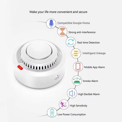 Smart WiFi Smoke Detector Heat Alarm 85dB Fire Safety Sensor