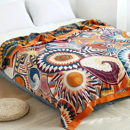 Soft Cotton Throw Blanket Lightweight All Season Decorative Bed Cover