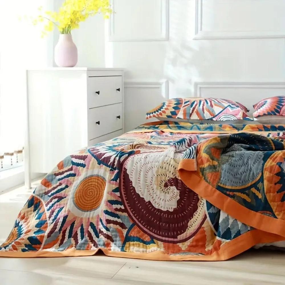 Soft Cotton Throw Blanket Lightweight All Season Decorative Bed Cover