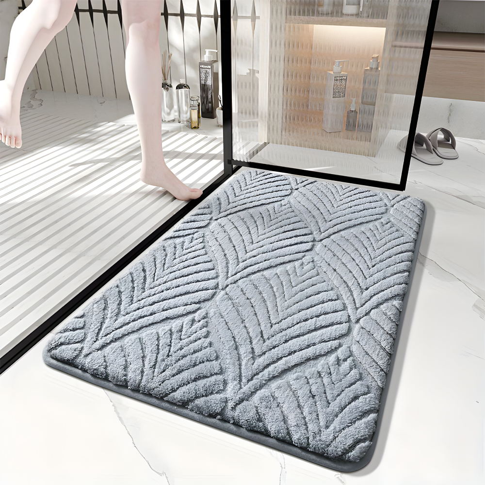 Soft Geometric Bath Mat Non Slip Absorbent Bathroom Rug