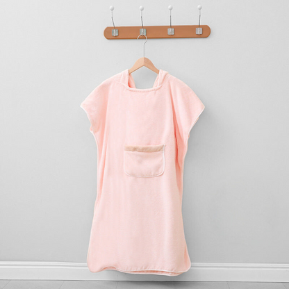Soft Hooded Bath Poncho with Front Pocket and Absorbent Fabric