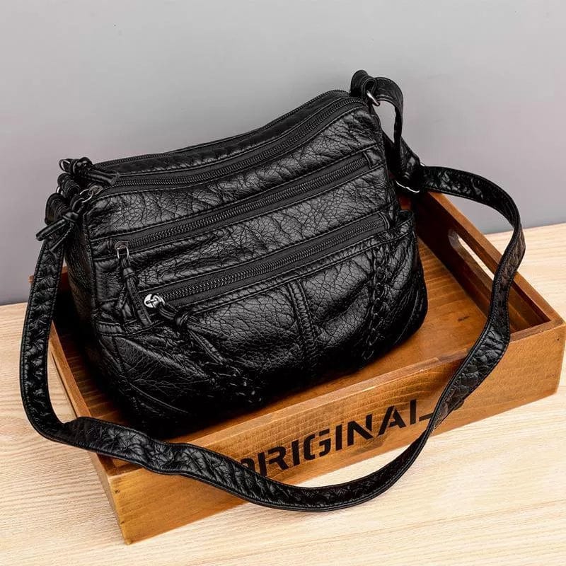 Soft Leather Crossbody Bag for Women with Flap Closure