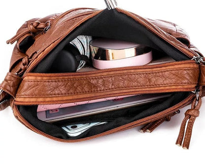 Soft Leather Crossbody Bag for Women with Flap Closure