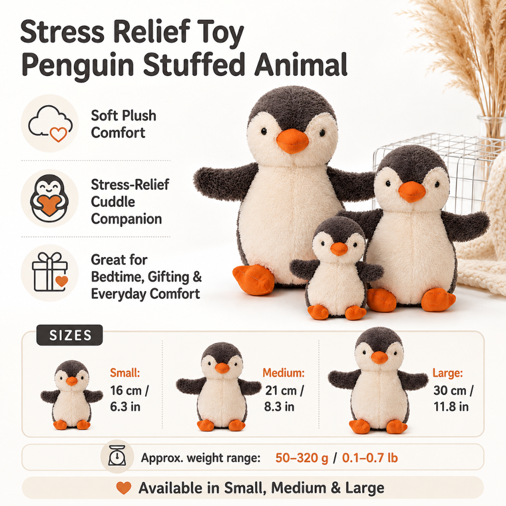 Soft Penguin Plush Stuffed Animal for Comfort and Cuddling