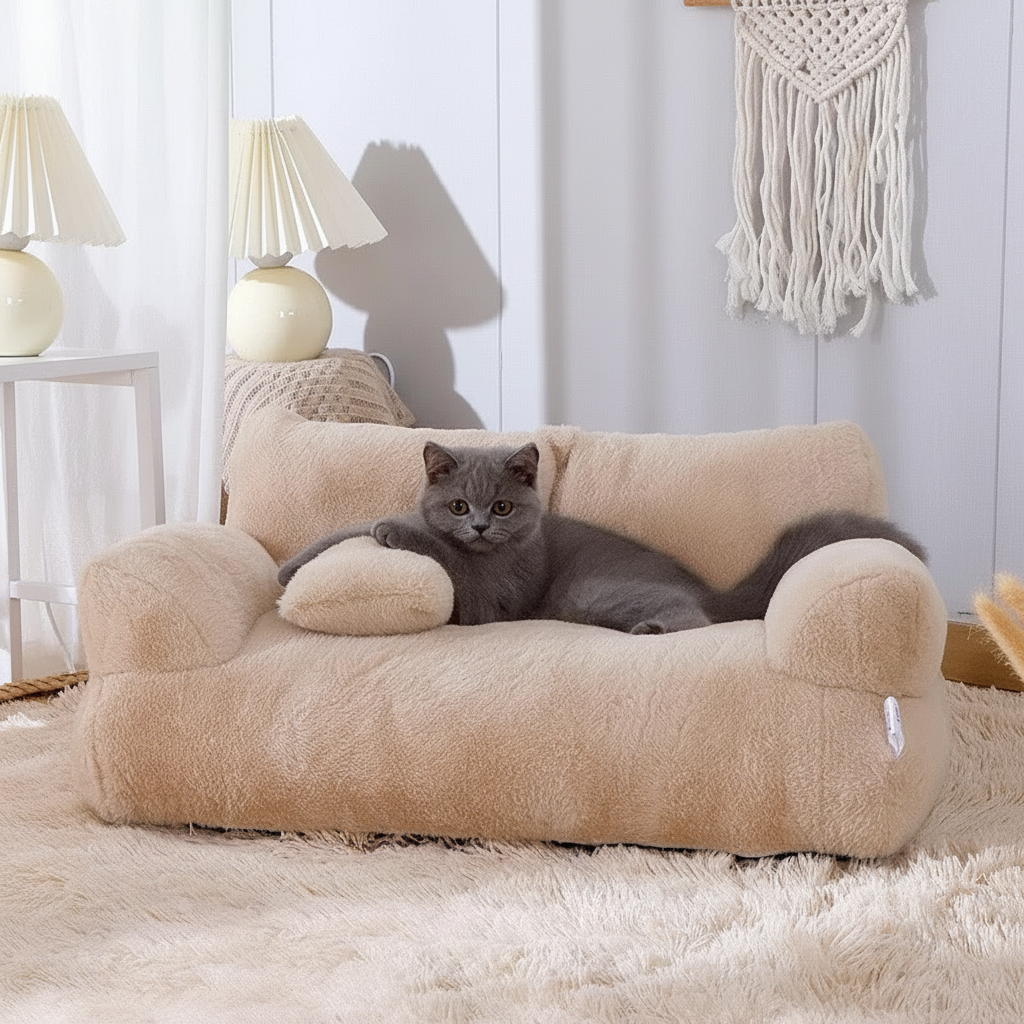 Soft Pet Sofa with Zipper Cover for Cats and Indoor Lounging
