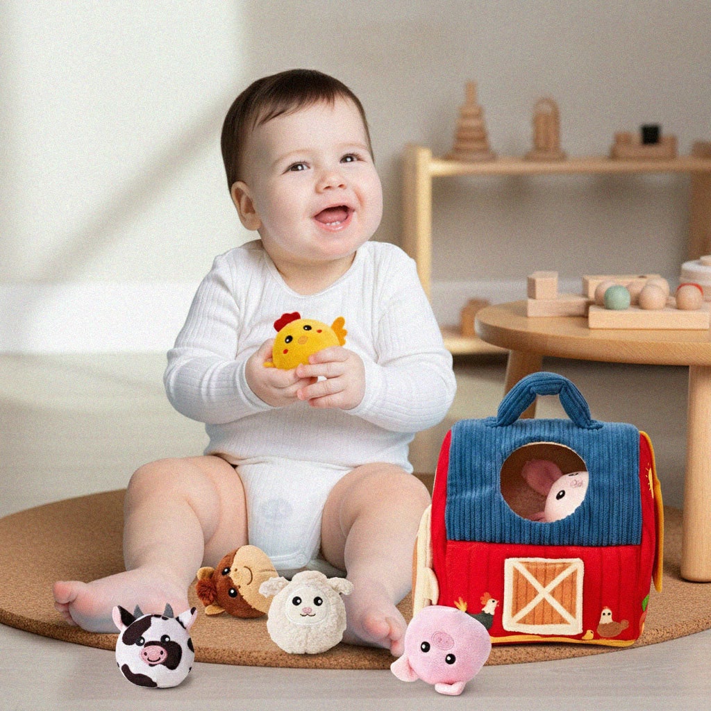 Soft Plush Farm Animal Role Play Toy Set for Toddlers and Kids