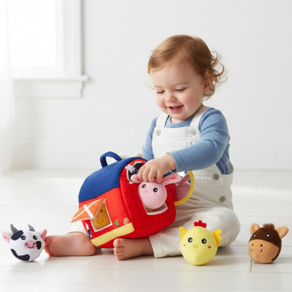 Soft Plush Farm Animal Role Play Toy Set for Toddlers and Kids