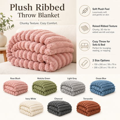 Soft Plush Throw Blanket for Sofa and Bed