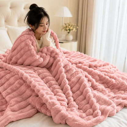 Soft Plush Throw Blanket for Sofa and Bed