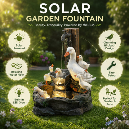 Solar Garden Fountain Birdbath Outdoor Water Feature with Pump