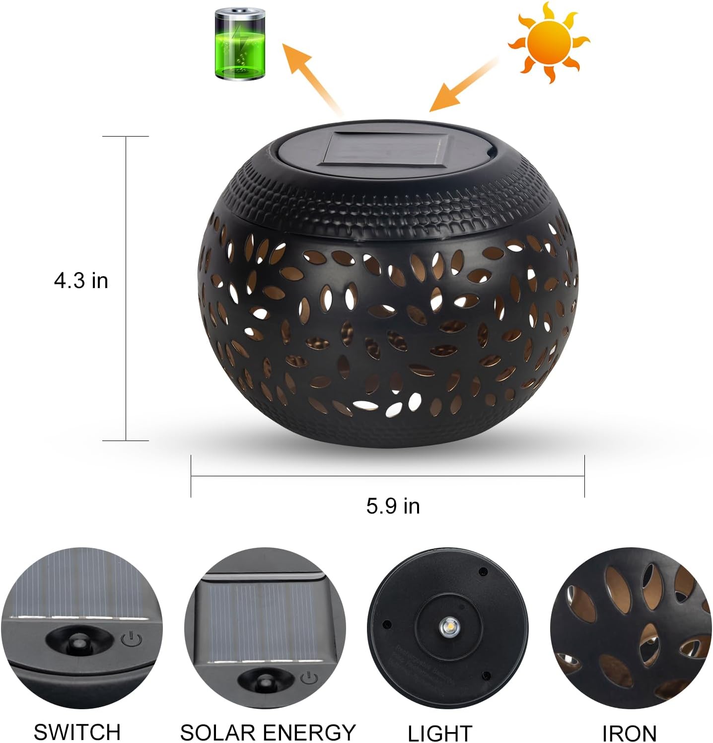 Solar Garden Pattern Light Outdoor Metal Decorative Lamp