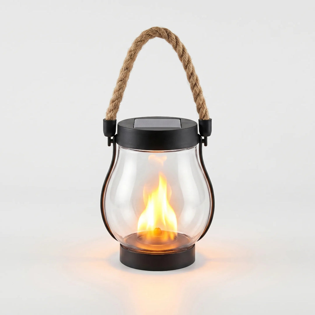 Solar Hanging Lantern Outdoor LED Flame Light for Garden Pathways
