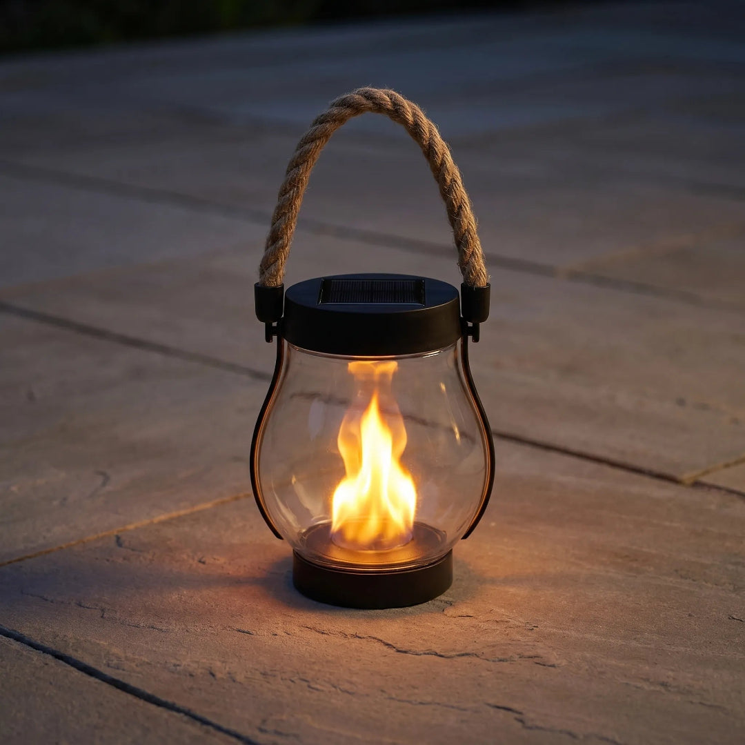 Solar Hanging Lantern Outdoor LED Flame Light for Garden Pathways