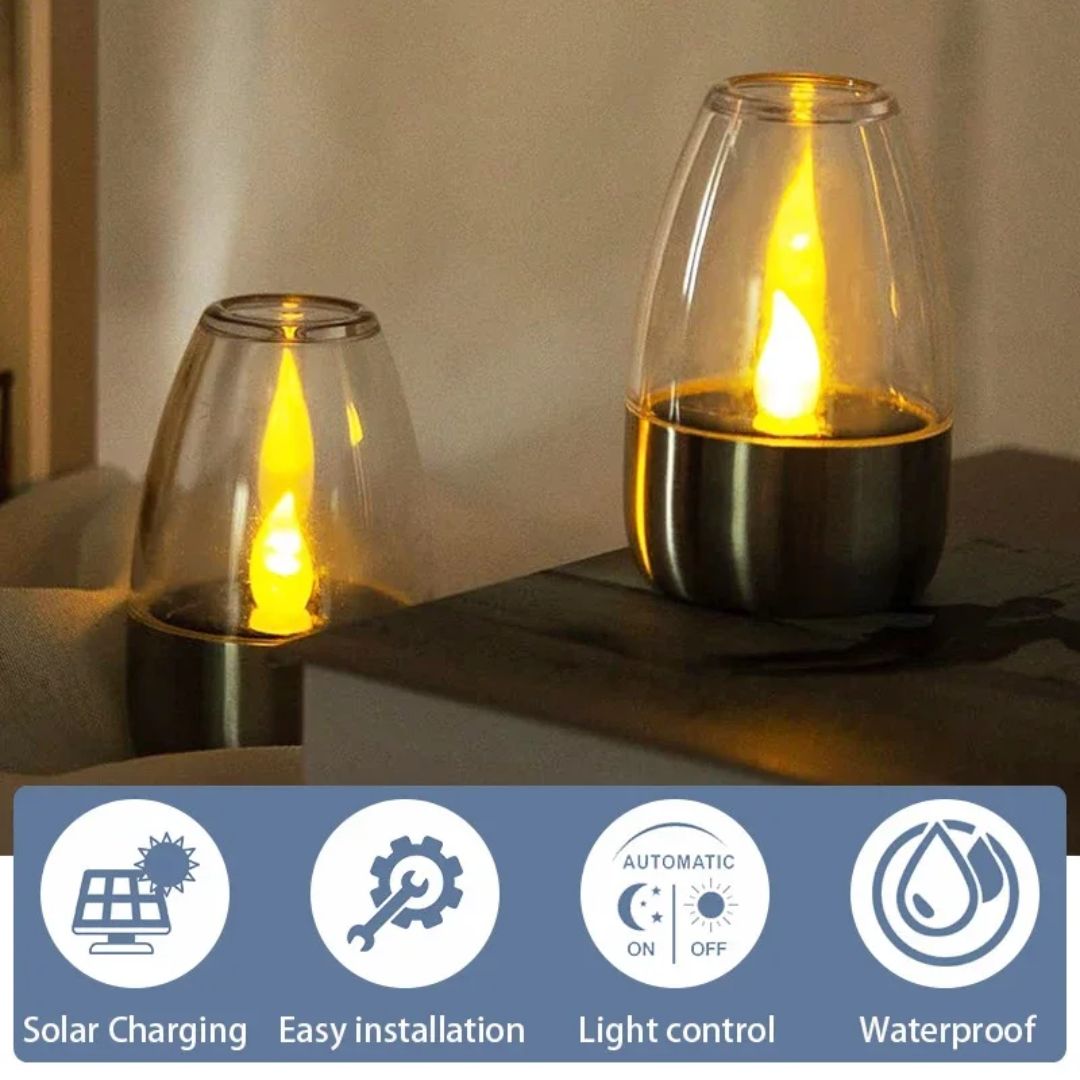 Solar LED Candle Lights Outdoor Waterproof Garden Lights Flickering Warm White Decor