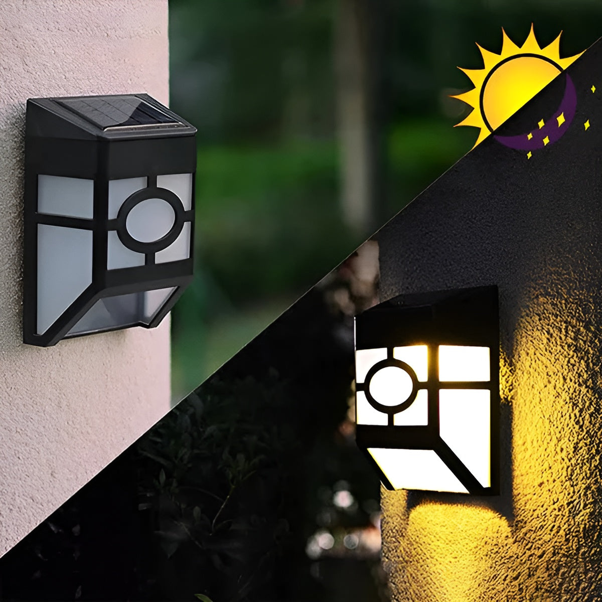 Solar LED Wall Lights Outdoor Waterproof Garden Lamp Set