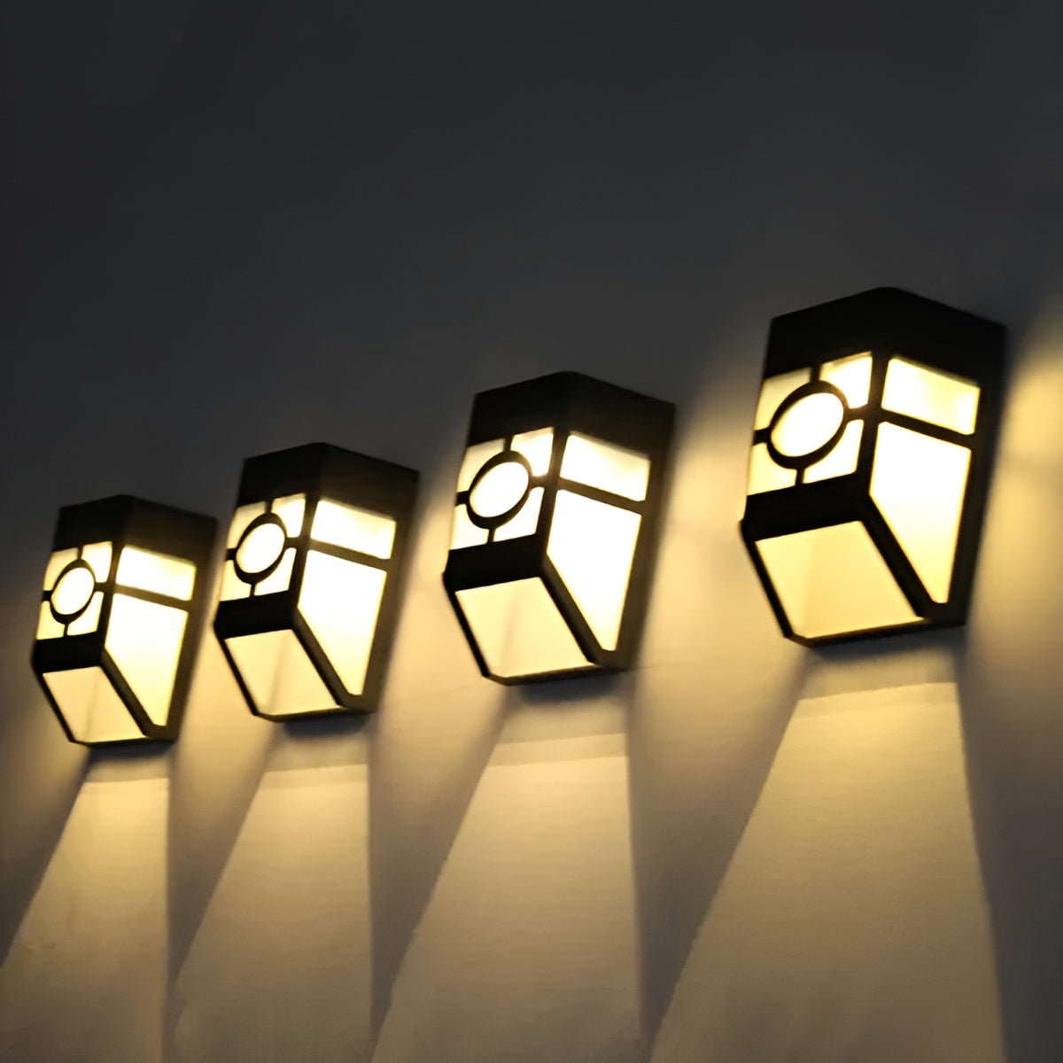 Solar LED Wall Lights Outdoor Waterproof Garden Lamp Set