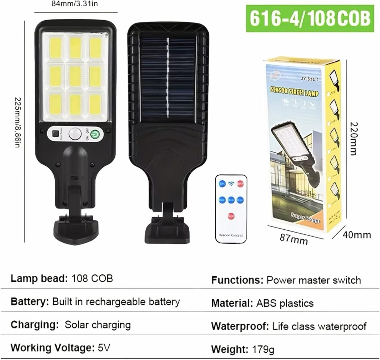 Solar Motion Sensor Wall Light with Remote Control
