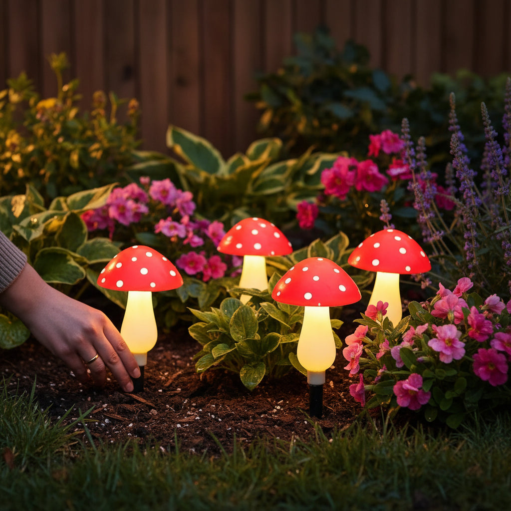 Solar Mushroom Garden Stake Lights Outdoor Decorative Set