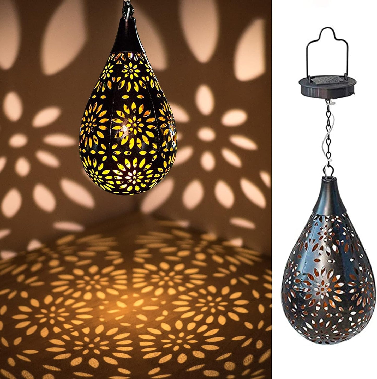Solar Outdoor Hanging Lantern Waterproof Garden Patio Light