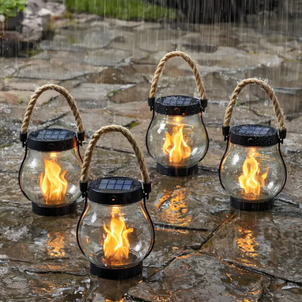 Solar Powered Halloween Lantern Flickering Flame Outdoor Garden Light