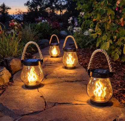Solar Powered Halloween Lantern Flickering Flame Outdoor Garden Light