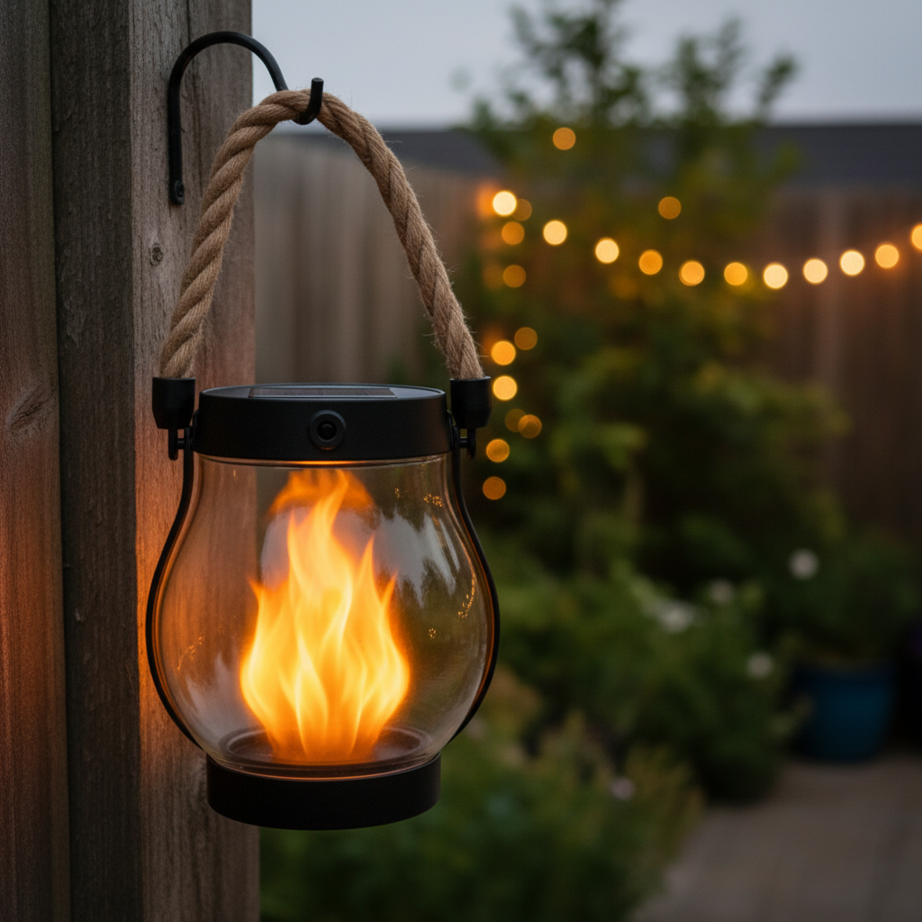 Solar Powered Halloween Lantern Flickering Flame Outdoor Garden Light