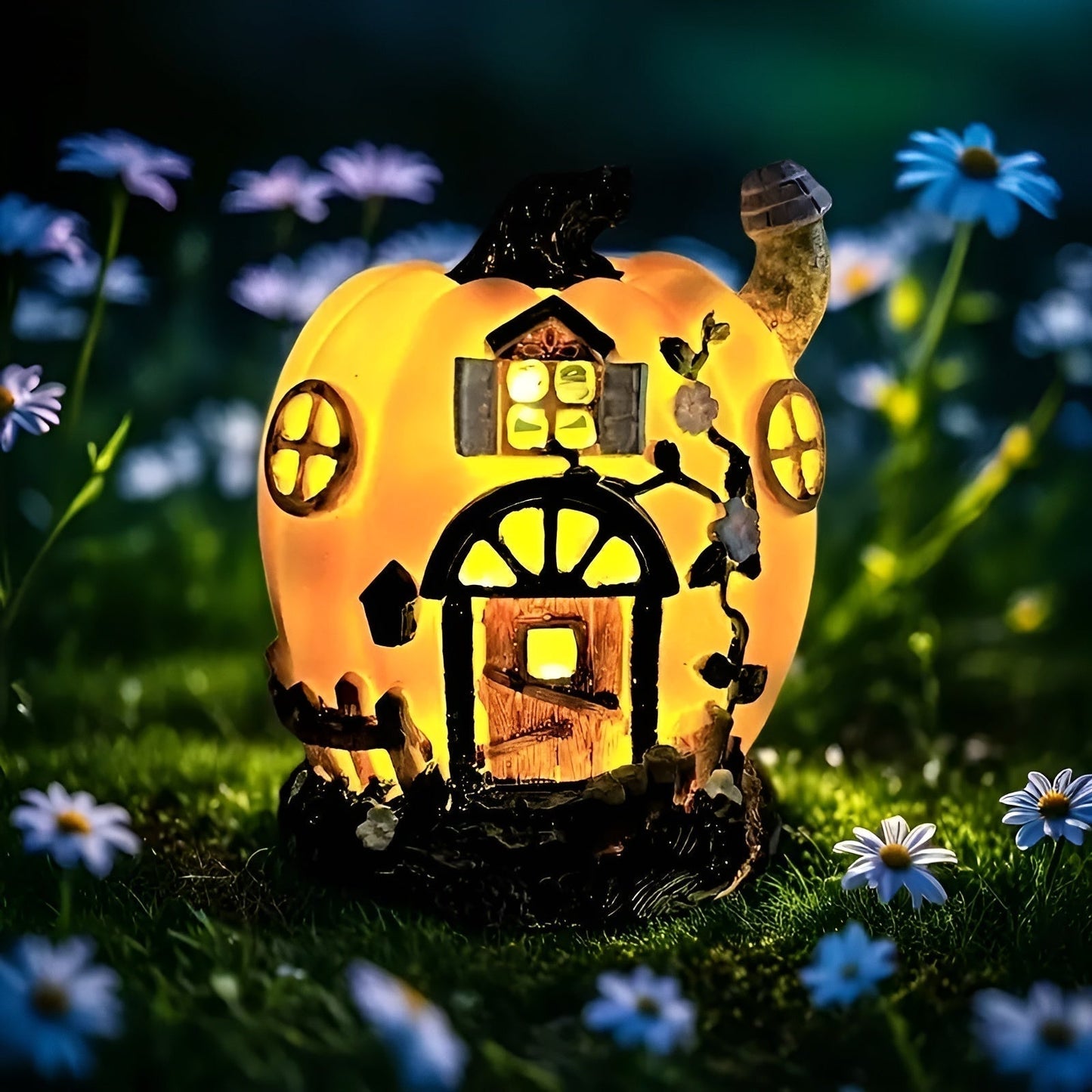 Solar Pumpkin House Garden Light Rustic LED Outdoor Decor