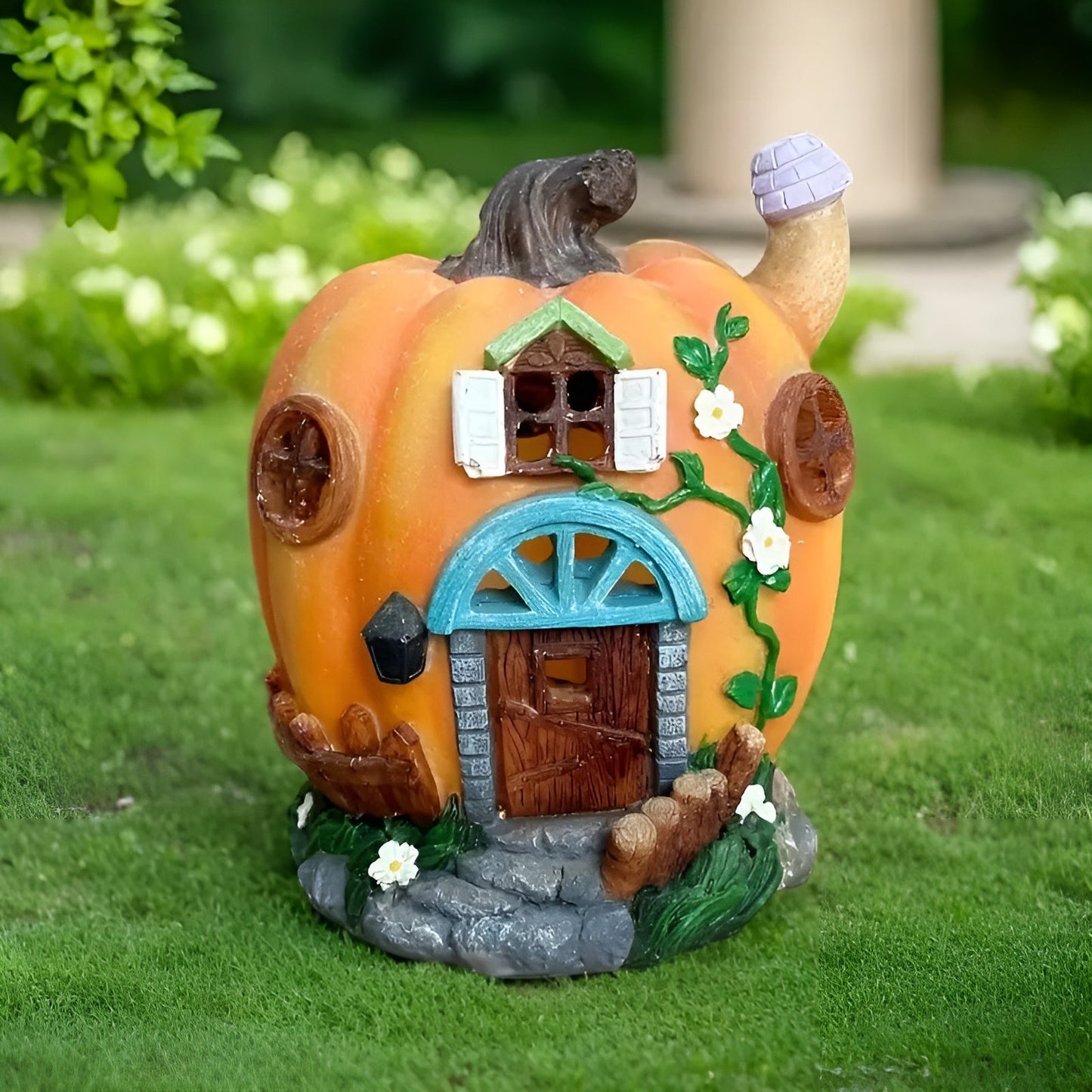 Solar Pumpkin House Garden Light Rustic LED Outdoor Decor