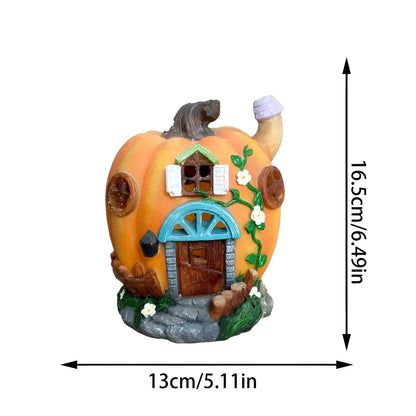 Solar Pumpkin House Garden Light Rustic LED Outdoor Decor